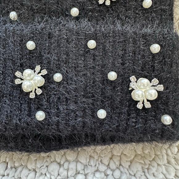NWT! Black Pearl Bling One Size Fits Most Women’s Pom Pom Knit Beanie (K0077) - Picture 4 of 10